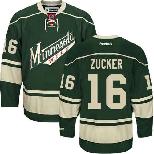 Youth Reebok Minnesota Wild 16 Jason Zucker Authentic Green Third NHL Jersey